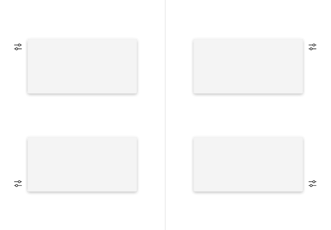 No tip popover left and right directions with top and bottom alignments.